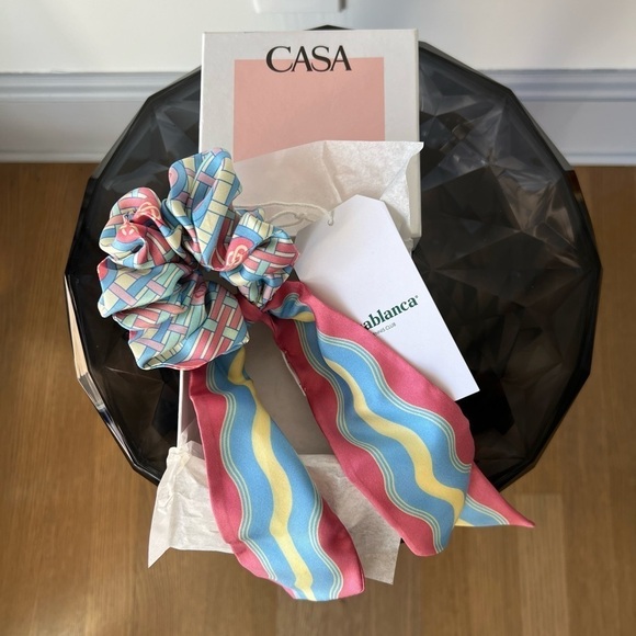 Casablanca Candy Ping Pong Print Silk Twill Scrunchie Candy